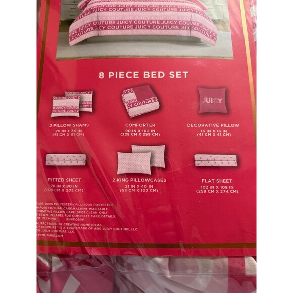 Juicy Couture Pink Striped Comforter Set, King Size - Picture 3 of 5